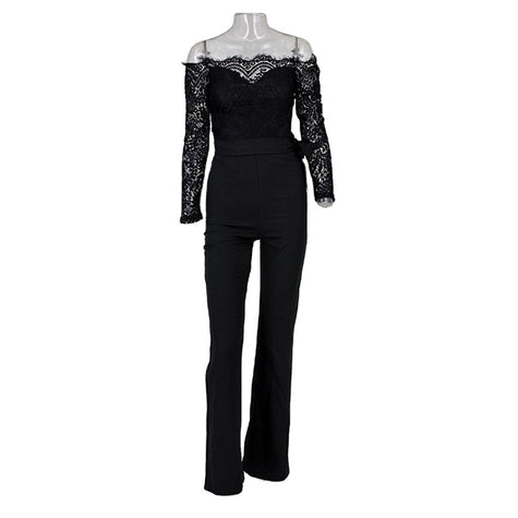 Hot style lace Patchwork Butterfly Jumpsuit With Single Collar
