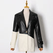 Ladies Loose Stitching PU Leather Suit Jacket