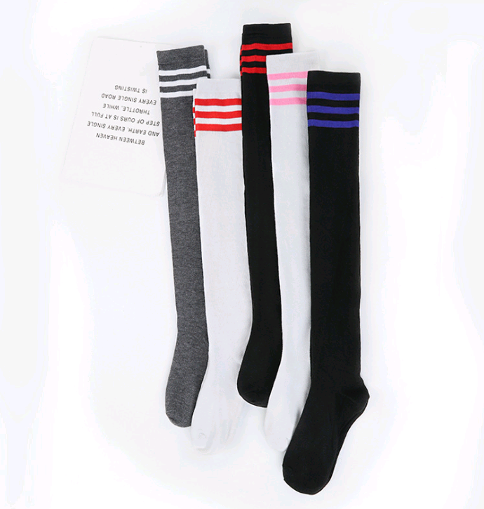 Ladies' Socks Spring and Autumn Stripes Three Bars College Wind Socks Japanese Over-the-Knee Socks Women