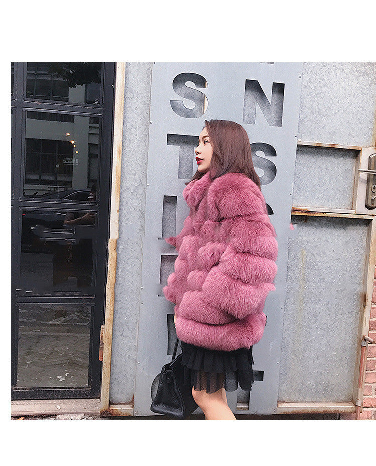 New Haining Fur Coat Women  Winter Mid Length