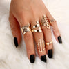 Leaf Crown Geometric Articulation Rings 6 Piece Combination Rings