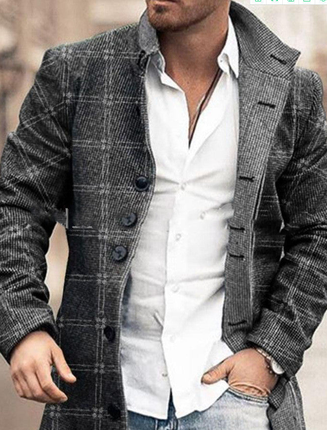 Men Fashion Casual Jacket Mid Length Trench Coat