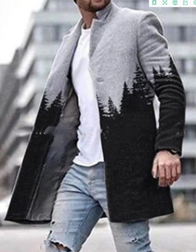 Men Fashion Casual Jacket Mid Length Trench Coat