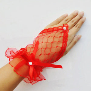 Bridal Wedding Gloves Fingerless Lace Gloves Short Yarn Hand Socks Sunscreen