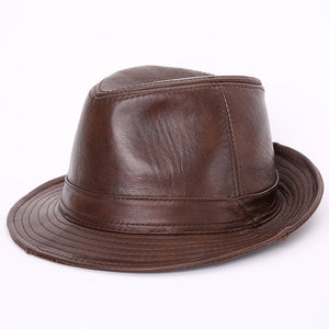 Men And Women Leather Tycoon Jazz Hat