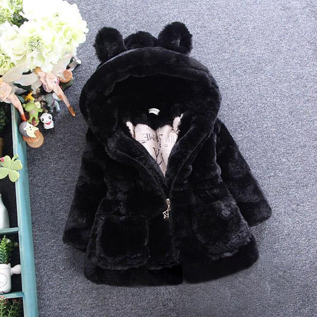 Girls Autumn And Winter Outfit Fur Coat Plus Velvet Thickening