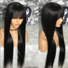 Qi Liuhai Black Long Straight Hair High Temperature Wire Full Wig