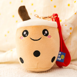 Cute Milk Tea Cup Hanging Buckle Plush Toy Doll Pendant Keychain