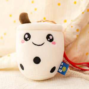 Cute Milk Tea Cup Hanging Buckle Plush Toy Doll Pendant Keychain