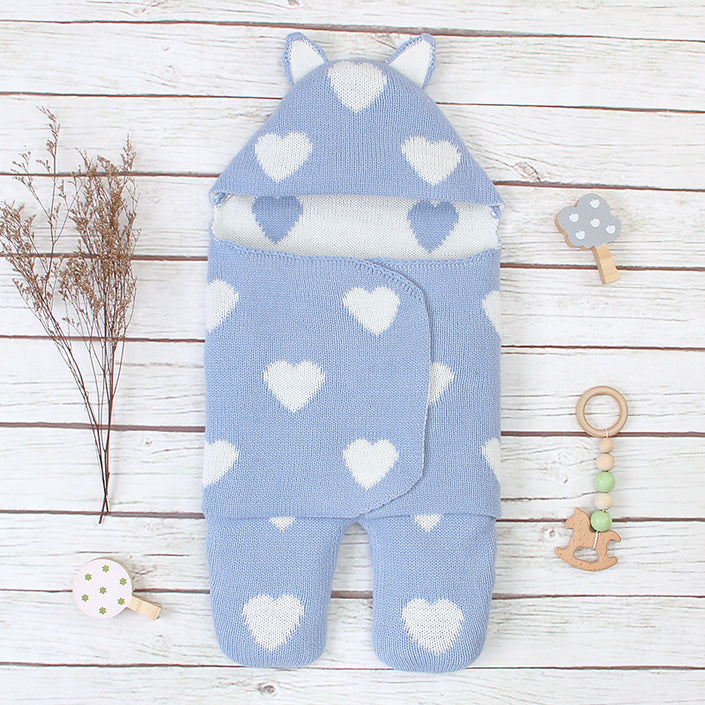 Newborn Solid Color Love Sleeping Bag Blanket Wrapped Baby Sleeping Bag