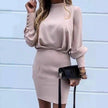 Autumn Solid Color Halter Dress Dress