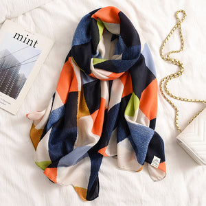 Scarf Women Winter Cotton Linen Thickened French Retro Shawl