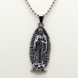 Virgin Mary Prayer Long Men Necklaces Pendants Chain Punk for Boyfriend Male Stainless Steel Jewelry Creativity Gift Wholesale