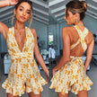 Open Back Dresses Women Short Jumpsuit Ladies Deep v Clothes