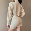 High Neck Long Sleeve Short Skirt Suit Two Piece Set Women