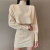 High Neck Long Sleeve Short Skirt Suit Two Piece Set Women