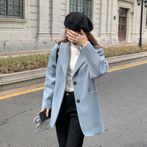 Sister xjxj woolen coat female autumn and winter all-match suit retro gentle wind suit small woolen cloth