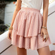 Solid Color Cotton Hollow Ruffle Skirt