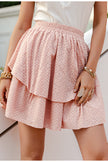 Solid Color Cotton Hollow Ruffle Skirt