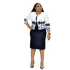 Women's Print Plus Size Coat Dress Suit