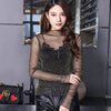 Lace Mesh See-through Bottoming Shirt Girls Wear All-match Sexy Long-sleeved Tops And Mesh Shirts