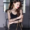 Lace Mesh See-through Bottoming Shirt Girls Wear All-match Sexy Long-sleeved Tops And Mesh Shirts