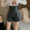 Leather Pants Design High Waist Slim Wide-Leg Shorts