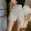 Leather Pants Design High Waist Slim Wide-Leg Shorts