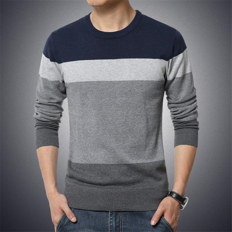 Winter Men's Round Neck Thicken Sweater Tide Student Simple Teen Plus Fat Large Size Men's Fat Man Knit Sweater