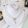 Jewelry Bride Pearl Crystal With Short Collarbone Neck Necklace Set Earrings Korean Version Temperament