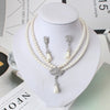 Jewelry Bride Pearl Crystal With Short Collarbone Neck Necklace Set Earrings Korean Version Temperament