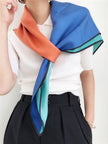 French Single Geometric Silk Scarf, Twill Satin Sunscreen Shawl