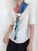 French Single Geometric Silk Scarf, Twill Satin Sunscreen Shawl