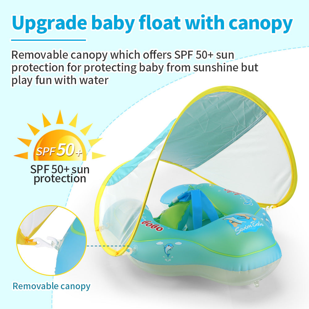 Baby Swimming Float With Canopy Inflatable Infant Floating Ring Kids Swim Pool