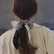 Retro Houndstooth Silk Scarf Headband Women