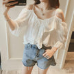 Chiffon Shirt Women S One Word Strapless Strapless Shirt