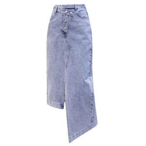 Long Denim Skirts Womens Double Split Skirt High Waisted Korean Style Elegant Long Maxi Skirt Jean