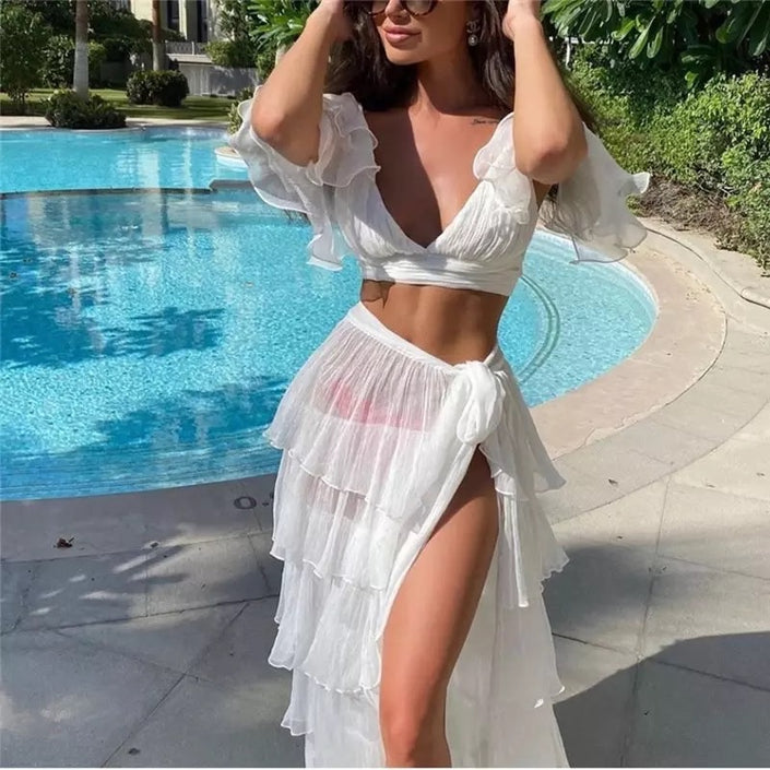 2pcs Sets Women Set Holiday Summer Beach Dresses