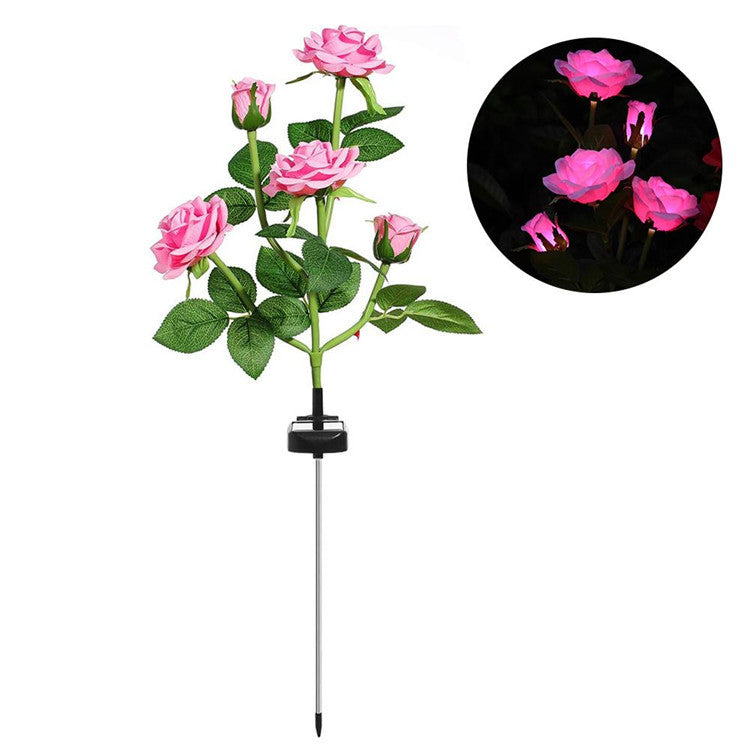 LED Solar Simulation Rose Flower Light Waterproof Garden Landscape Lamp