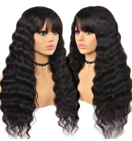 Real Human Hair Loose Wave Wig Woven Headgear