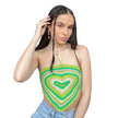 Cute Sexy Patchwork Crop Top For Women Halter Summer Slim Bandage Camisole Stretch Club Streetwear