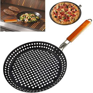 Outdoor Camping Foldable Round Frying Pan Picnic BBQ Heat Resistant Steak Grilled Skillet