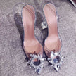 Women Pumps Elegant Pointed Toe Rhinestones High Heels Wedding Shoes