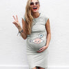 Pregnant Casual Dress With Round Neck Printed Short Sleeves