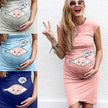 Pregnant Casual Dress With Round Neck Printed Short Sleeves