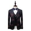 New Two-Button Velvet Printed Suit Three-Piece Cross-Border Foreign Trade Men's Business Suit Men's Suit