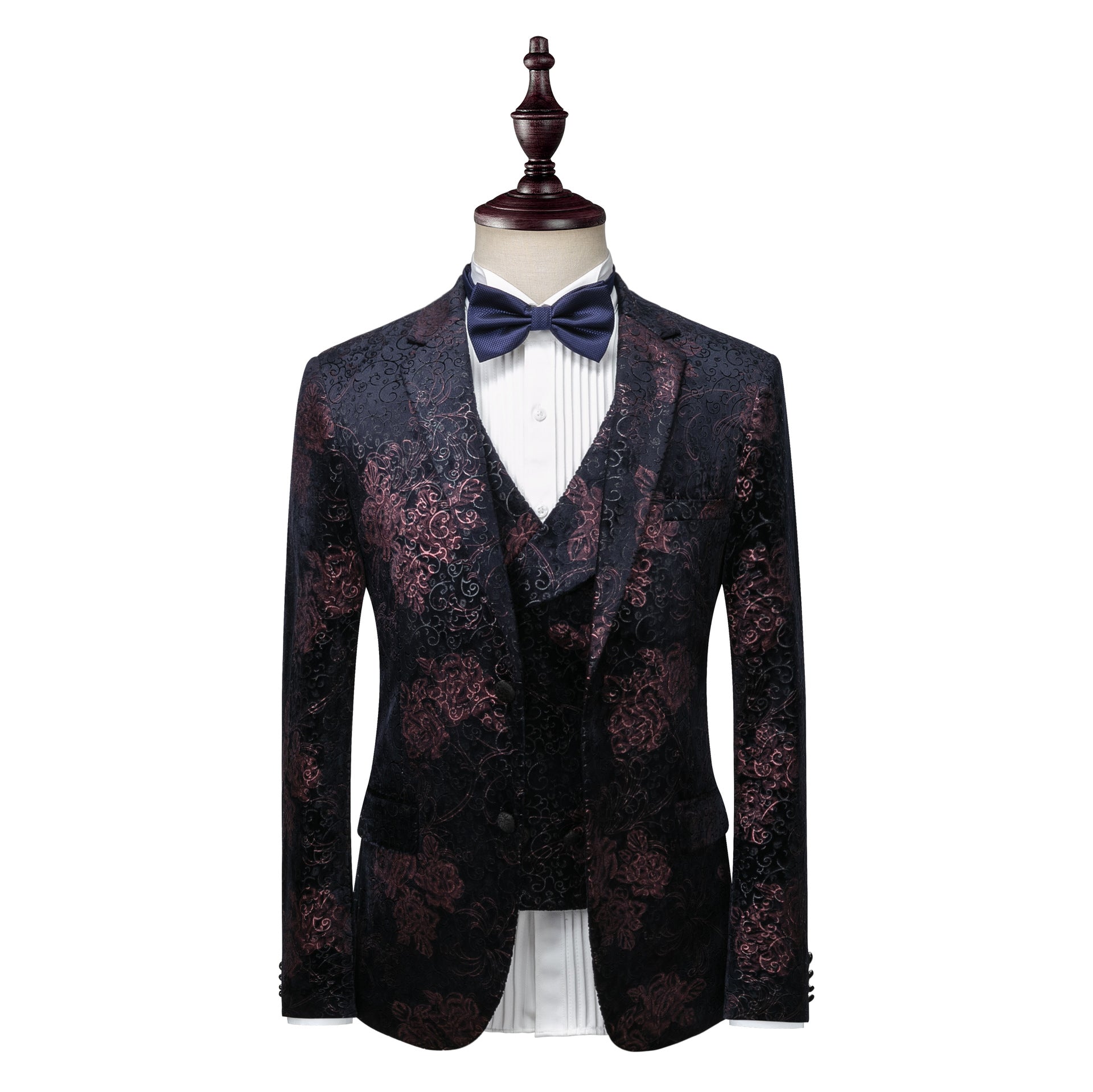 New Two-Button Velvet Printed Suit Three-Piece Cross-Border Foreign Trade Men's Business Suit Men's Suit