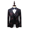 New Two-Button Velvet Printed Suit Three-Piece Cross-Border Foreign Trade Men's Business Suit Men's Suit