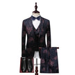 New Two-Button Velvet Printed Suit Three-Piece Cross-Border Foreign Trade Men's Business Suit Men's Suit