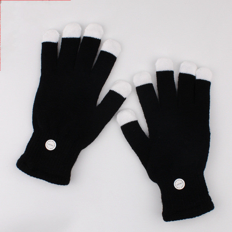 Black Fingertip Colorful Glowing Gloves